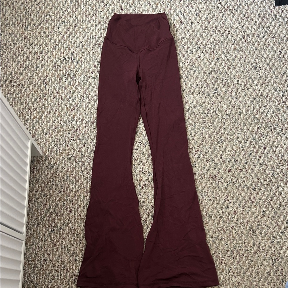 Aerie High-Waist Women's Flare Leg Pants in Deep Burgundy